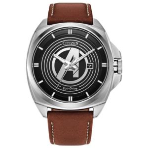 Men%27s+Avengers+Legacy+Eco-Drive+Brown+Leather+Strap+Black+Dial