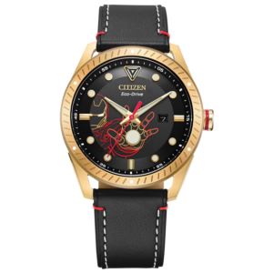 Men%27s+Tony+Stark+Eco-Drive+Black+Leather+Strap+Watch+Black+Dial