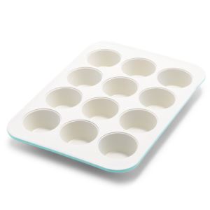 12+Cup+Healthy+Ceramic+Nonstick+Muffin+Pan+Turquoise