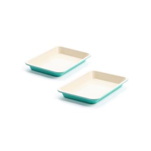 2pc+Healthy+Ceramic+Nonstick+13%22+x+9%22+Cookie+Sheet+Set+Turquoise