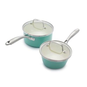 Artisan+Healthy+Ceramic+Nonstick+2pc+Saucepans+w%2F+Lids+Turquoise