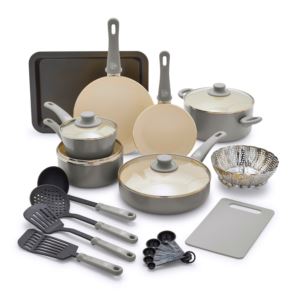 pc+Soft+Grip+Healthy+Ceramic+Nonstick+Cookware+Set+Quartz+Gray