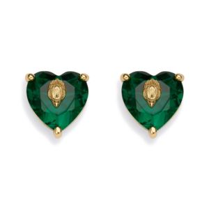 Heart+Gem+Stud+Earrings+Green