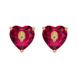 Heart+Gem+Stud+Earrings+Pink