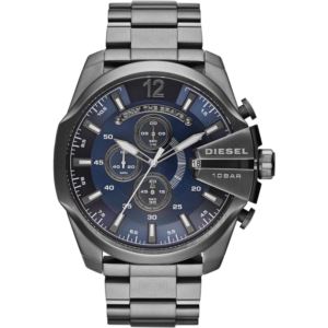 Mens+Mega+Chief+Gunmetal+Stainless+Steel+Watch+Drk+Blu+Dial