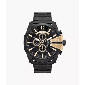 Mens+Mega+Chief+Chronograph+Black-Tone+Stainless+Steel+Watch+Black+Dial