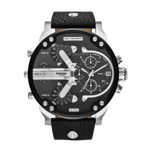 Mens+Mr.+Daddy+2.0+Black+Leather+Strap+Watch+Black+Dial