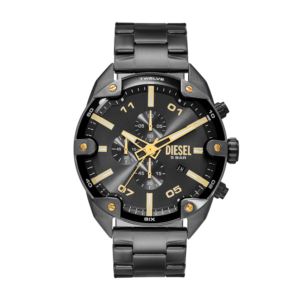 Mens+Spiked+Chronograph+Gunmetal+Stainless+Steel+Watch+Gray+Dial