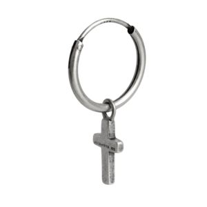 Sterling+Silver+Cross+Single+Hoop+Earring