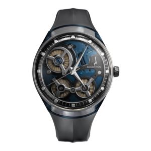 Men%27s+Accutron+DNA+Electrostatic+Blue+%26+Gray+Rubber+Strap+Watch+Blue+Dial