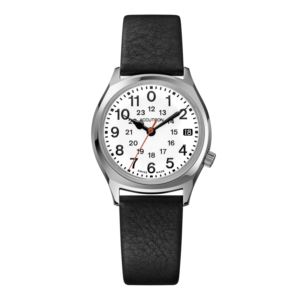 Unisex+Legacy+Automatic+R.R.O.+Black+Leather+Strap+Watch+White+Dial