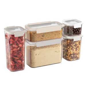 10pc+Pantry+Airtight+Dry+Food+Storage+Set+White+Stone