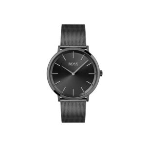Mens+Skyliner+Black+Ion-Plated+Stainless+Steel+Mesh+Watch+Black+Dial