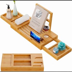 Expandable+Bamboo+Bathtub+Tray