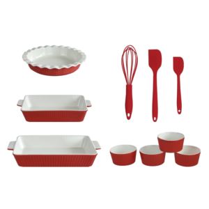 pc+Ceramic+Stoneware+Baking+Set+Holiday+Red