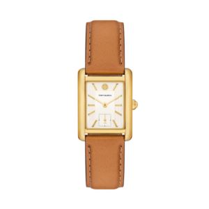 Ladies%27+Eleanor+Gold+%26+Brown+Leather+Strap+Watch+Cream+Dial