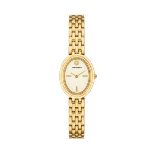 Ladies+Oval+Gold-Tone+Stainless+Steel+Watch+Cream+Dial