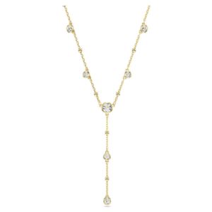 Swarovski+Imber+Y+Necklace+Round+Cut%2C+Scattered+Design%2C+White%2C+Gold-Tone+Plated