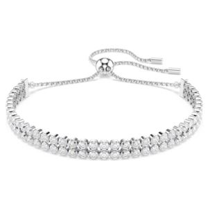 Swarovski+Matrix+Tennis+Bracelet+Round+Cut%2C+White%2C+Rhodium+Plated