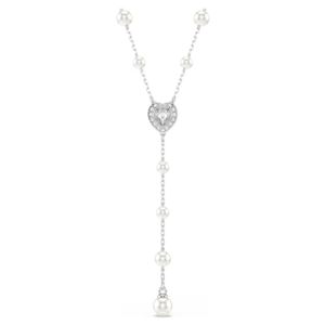 Swarovski+Ariana+Grande+X+Y+Necklace+Mixed+Cuts%2C+Crystal+Pearl%2C+Heart%2C+White%2C+Rhodium+Plated