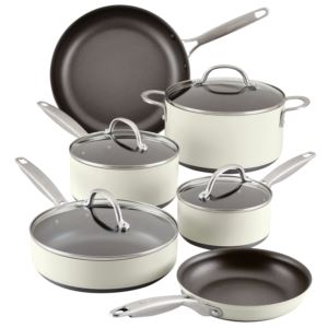 Achieve+10pc+Hard+Anodized+Cookware+Set+Cream