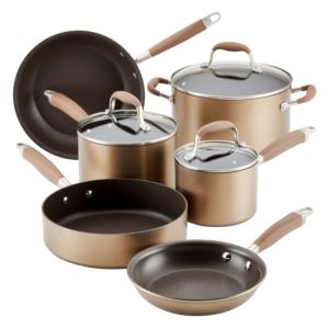 9pc+Advanced+Hard+Anodized+Cookware+Set+Bronze