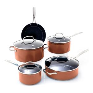Duralon+Blue+9pc+Nonstick+Ceramic+Cookware+Set+Rustic+Copper
