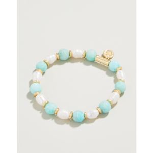 Amazonite+and+Pearl+Stretch+Bracelet