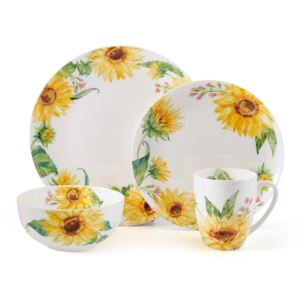 Sunflower+16pc+Bone+China+Dinnerware+Set