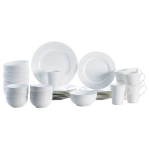 Delray+White+40pc+Bone+China+Dinnerware+Set