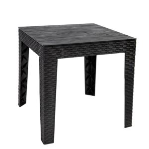 Polypropylene+Side+Table+with+Faux+Woodgrain+Tabletop+-+Black
