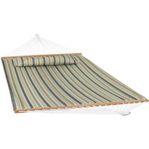 Sunnydaze+Spreader+Bar+Hammock+Khaki+Stripe