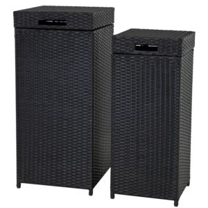 Wicker+Outdoor+Trash+Cans+-+Set+of+2+-+26.5+Gallons+and+15+Gallons