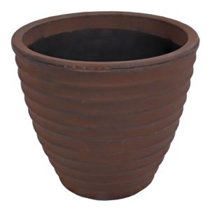 in+cm+Round+Ribbed+Resin+IndoorOutdoor+Planter+Rust