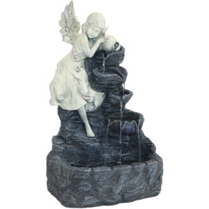 Sunnydaze+Angel+Falls+Solar+Water+Fountain+with+Battery+Backup+and+LED+Light+Inch
