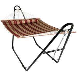 Sunnydaze+Quilted+Person+Hammock+with+Universal+Stand+Red+Stripe