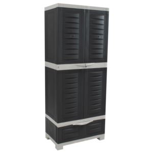 Lockable+Storage+Cabinet+with+Adjustable+Shelves+and+Bottom+Drawer+Gray