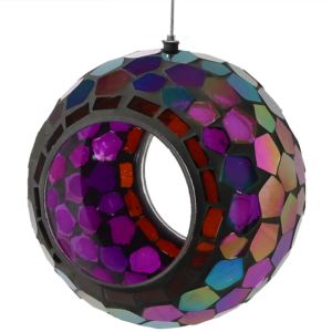 Sunnydaze+Round+Mosaic+Glass+Hanging+Bird+Feeder+Inch