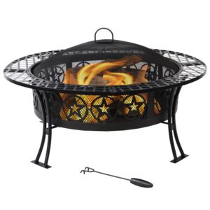 Sunnydaze+Four+Star+Large+Fire+Pit+Table+with+Spark+Screen+Inch