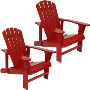 Sunnydaze+Wood+Adirondack+Chair+with+Adjustable+Backrest+-+Set+of+2-+Red