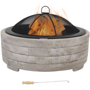 Sunnydaze+Faux+Stone+WoodBurning+Fire+Pit+with+Spark+Screen+Inch