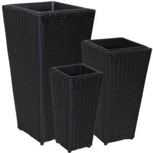 Polyrattan+Tall+Square+Planter+in+in+in+Set+of