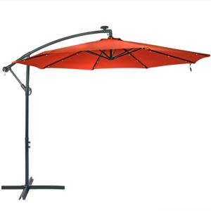 Sunnydaze+Solar+LED+Offset+Patio+Umbrella+with+Cantilever+Burnt+Orange+Foot