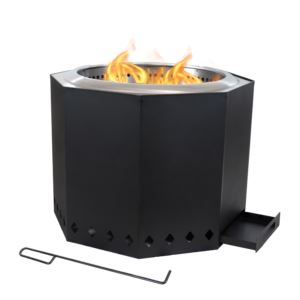 in+Octagon+Stainless+Steel+Smokeless+Fire+Pit+with+Log+Poker