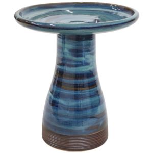 Sunnydaze+Duo-Tone+Ceramic+Bird+Bath+-+UV%2FFrost-Resistant+-+Galaxy+Blue