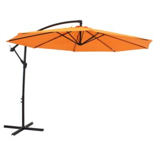 Sunnydaze+Offset+Outdoor+Patio+Umbrella+with+Crank+-+9.5+Foot+-+Tangerine