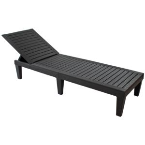 Position+Adjustable+Polypropylene+Resin+Sun+Lounger+Black
