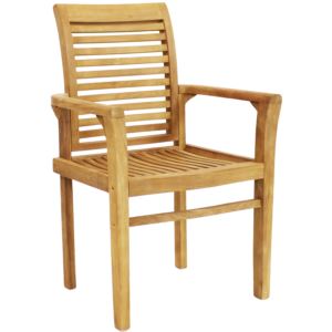 Solid+Teak+Wood+Patio+Slat-Back+Dining+Armchair