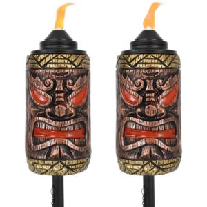 Sunnydaze+in+Tiki+Face+Outdoor+Lawn+Torch+Set+of