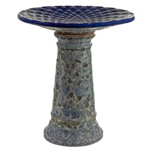 Rennes+Lava+Finish+Ceramic+Bird+Bath+in+cm+Dark+Blue+Distressed+Ceramic